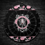 Gothic Love | Pink and Black Skeleton Heart Floral Dartboard<br><div class="desc">#Gothicart Girly pink and black 90s gothic in a seamless pattern of skeleton chest cavity with human heart bordered by feminine roses inspired by Halloween and Mexican Day of the Dead (dia de los muertos). The modern contemporary mixed medium design adds the perfect pop of colour and personal style. For...</div>