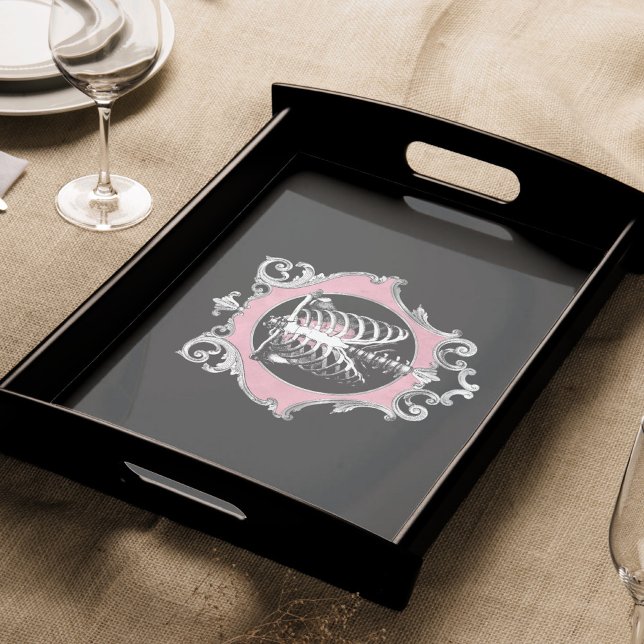 Gothic Love | Pink and Black Skeleton Heart Floral Tissue Paper (Creator Uploaded)