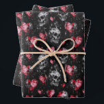 Gothic Love Skulls and Red Hearts Wrapping Paper Sheet<br><div class="desc">Indulge in the cryptic allure 🔮 and elevate your style with a touch of dark romance 🖤</div>
