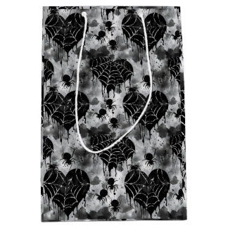 Gothic Love Spooky Spider Web with Hearts Medium Gift Bag