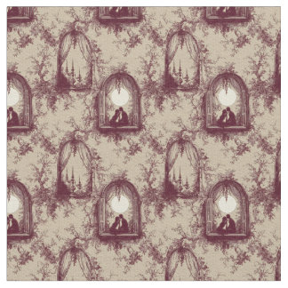 Gothic Love Valentine Burgundy Toile De Jouy  Fabric