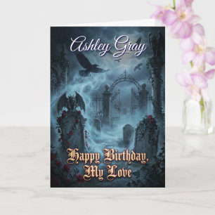 Gothic Lovers Dark Romantic Raven Haunted Birthday Card