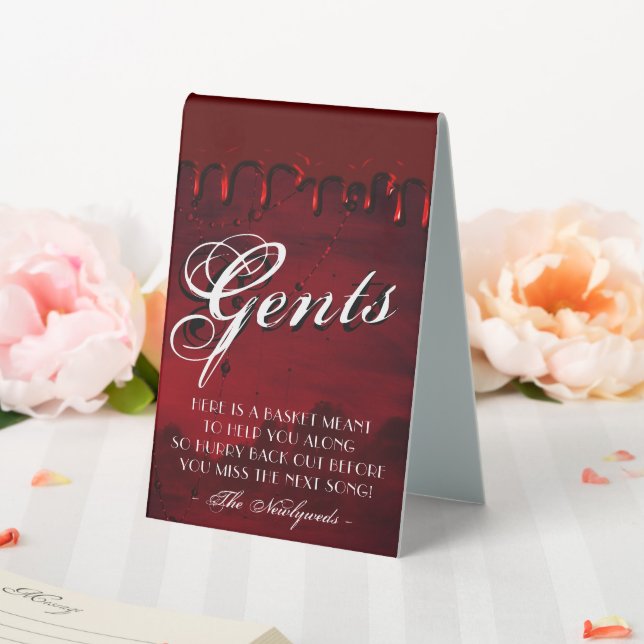 Gothic Luxe | Black and Blood Red Gents Bathroom (In SItu (Wedding))