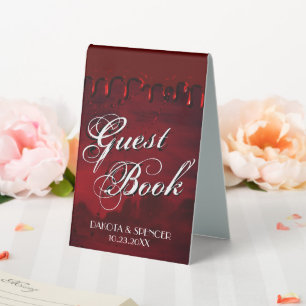 Gothic Luxe   Black and Blood Red Guest Book