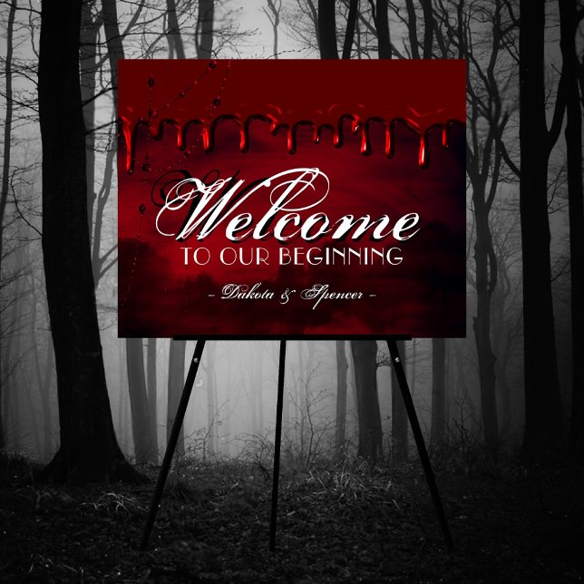 Gothic Luxe | Black and Dark Red Wedding Welcome Poster (Creator Uploaded)