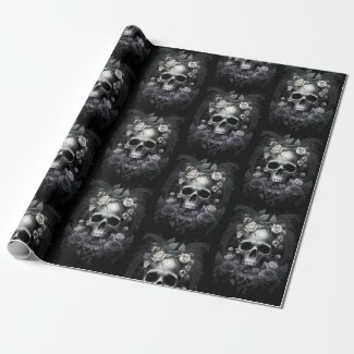 Gothic Macabre Skull and Roses Mural