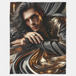Gothic Majesty-Luxurious Black&Gold Fleece Blanket