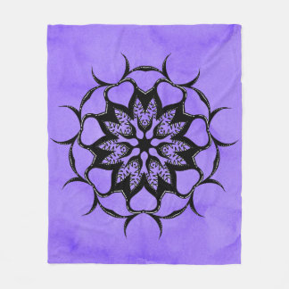 Gothic Mandala Teeth And Monsters Black Purple Fleece Blanket