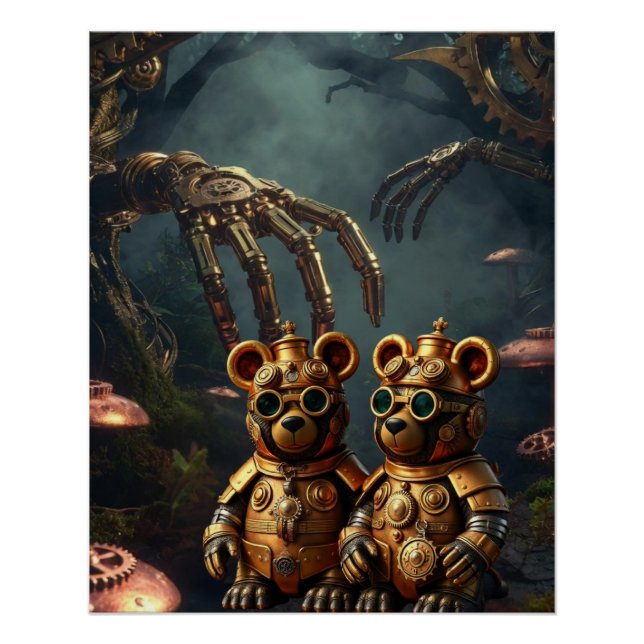 Gothic Mechanical Dark Forest Steampunk Gummy Bear Poster (Front)