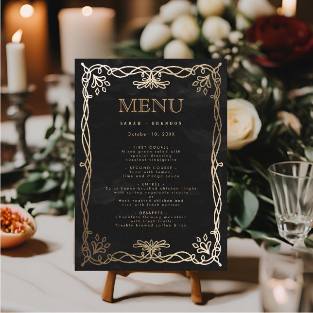 Gothic Mediaeval Gold Ivy Wedding Menu (Creator Uploaded)