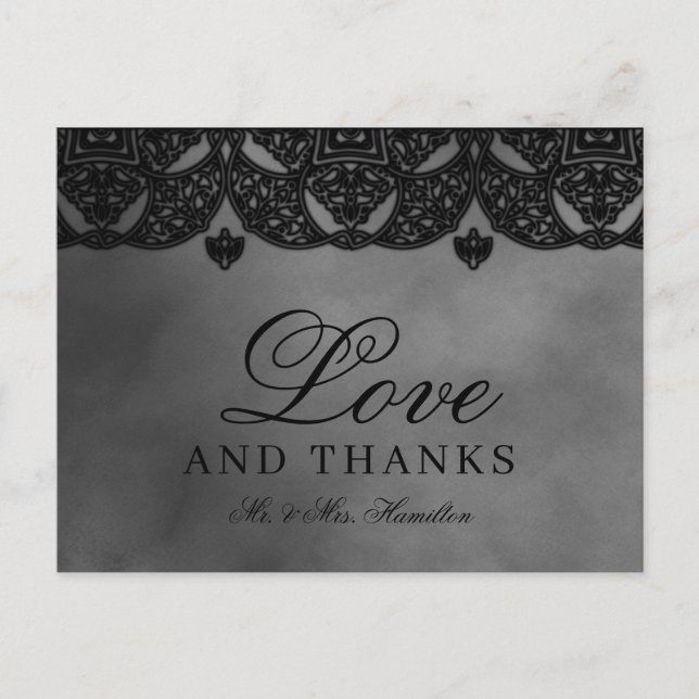 Gothic Mediaeval Ornate Lace Wedding Thank You Postcard (Front)