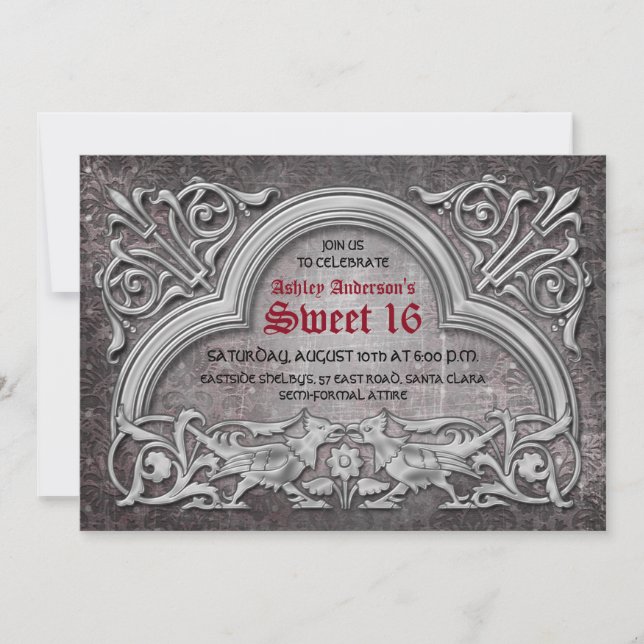 Gothic Mediaeval Sweet 16 Birthday Party Invitatio Invitation (Front)