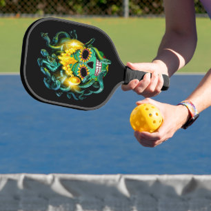 Gothic Medusa Sugar Skull Pickleball Paddle