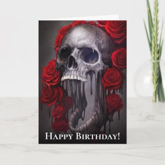 Gothic Melting Floral Horror Skull