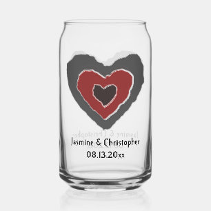 Gothic Melting Love Heart Custom Wedding Can Glass