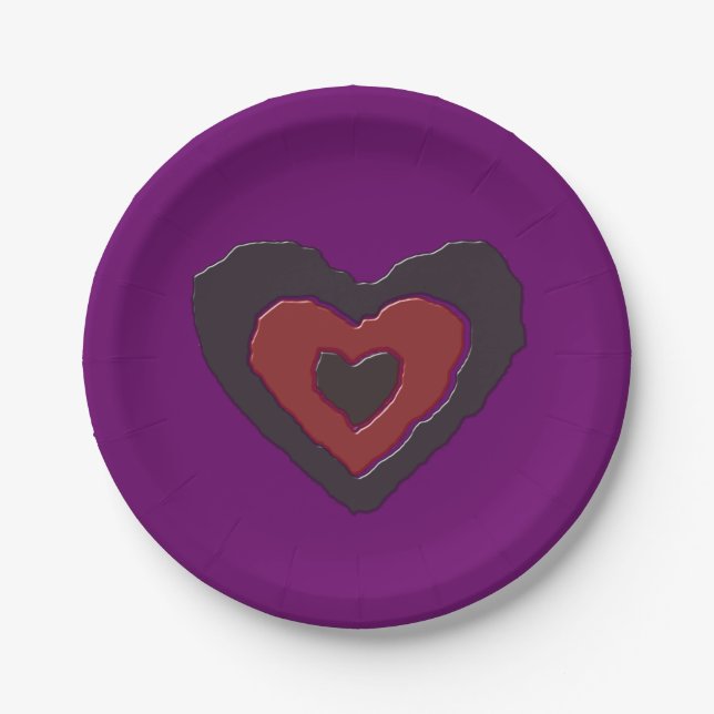 Gothic Melting Love Heart Paper Party Plates (Front)