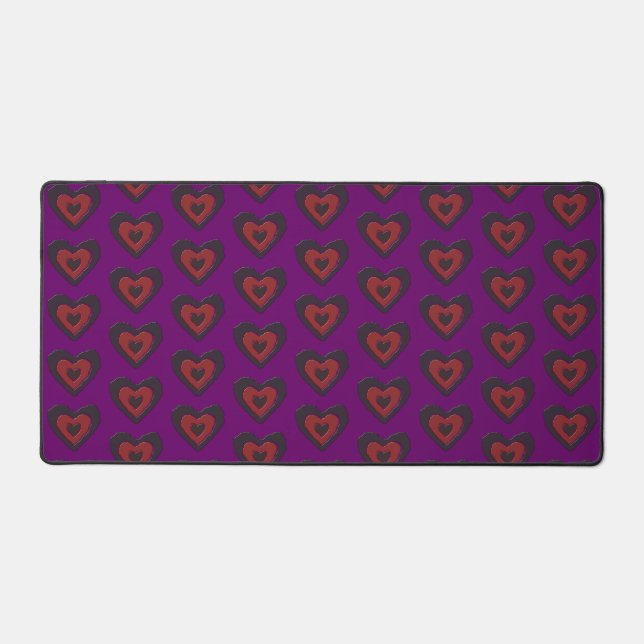 Gothic Melting Love Heart Patterned Desk Mat (Front)