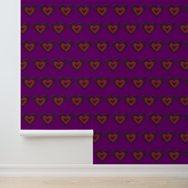 Gothic Melting Love Heart Patterned Wallpaper (Application)