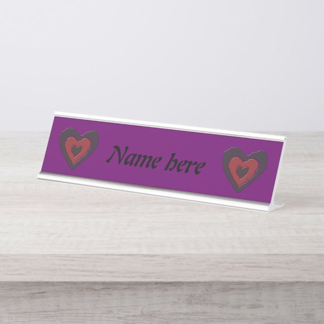Gothic Melting Love Heart Personalised Desk Name Plate (Front)