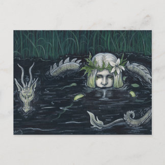 Gothic Mermaid and Dragon Swamp Postcard
