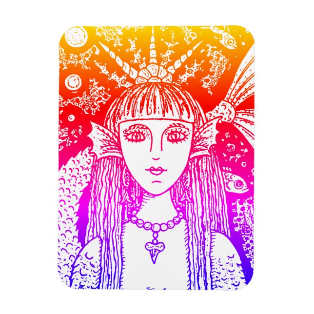 GOTHIC MERMAID, BLACK SEA SIREN FANTASY WHIMSY MAGNET (Vertical)