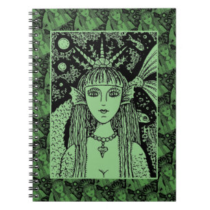 GOTHIC MERMAID, BLACK SEA SIREN FANTASY WHIMSY NOTEBOOK