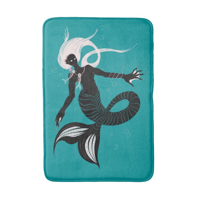 Gothic Mermaid Dark Fantasy Sea Creature Bath Mat (Front Vertical)