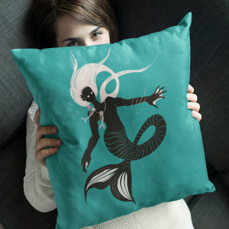 Gothic Mermaid Dark Fantasy Sea Creature Cushion