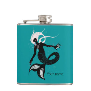 Gothic Mermaid Dark Fantasy Sea Creature Hip Flask