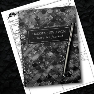Gothic Mermaid   Dark Goth but Girly Black Scale Notebook