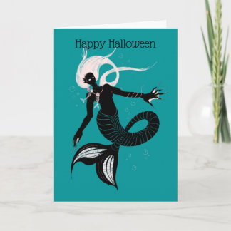 Gothic Mermaid With Fishbone Necklace Halloween Card