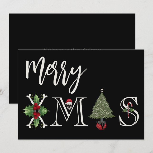 Gothic Merry Christmas XMAS  Holiday Card (Front/Back)
