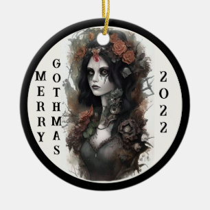 Gothic Merry Gothmas Ceramic Tree Decoration