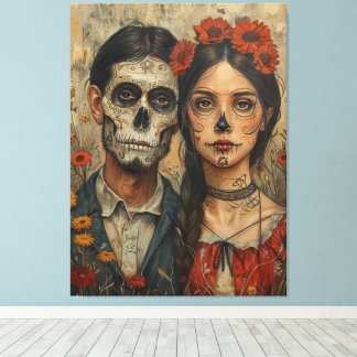Gothic mexican aesthetic, skull face, dia de muert canvas print