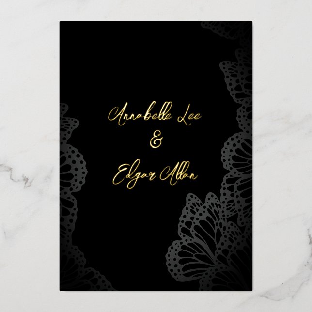 Gothic Monarch Foil Wedding Invitation (Front)
