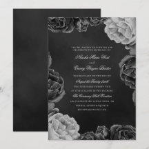 Gothic Monochrome Elegant Watercolor Rose
