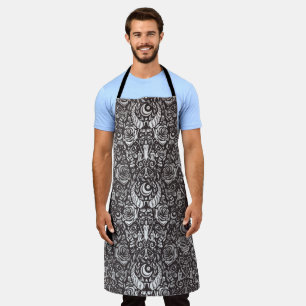 Gothic monochrome pattern apron