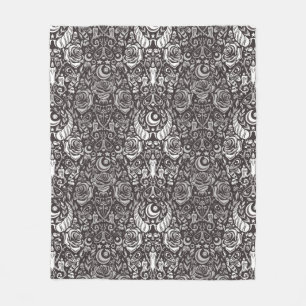 Gothic monochrome pattern fleece blanket