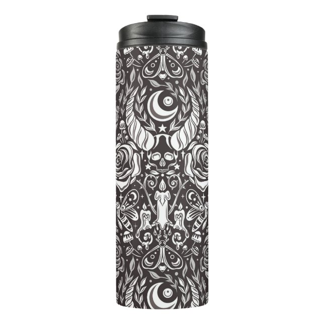 Gothic monochrome pattern thermal tumbler (Front)