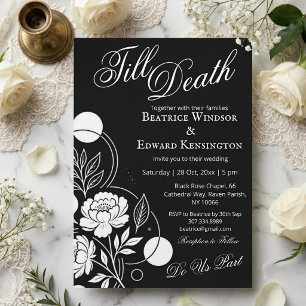 Gothic Monochrome Till Death Do Us Part Wedding Invitation