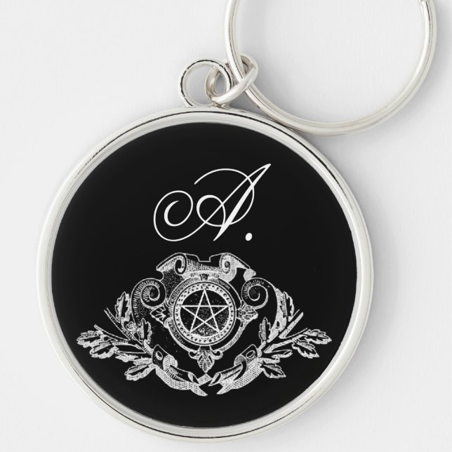 Gothic Monogram Pentacle Key Ring (Front)