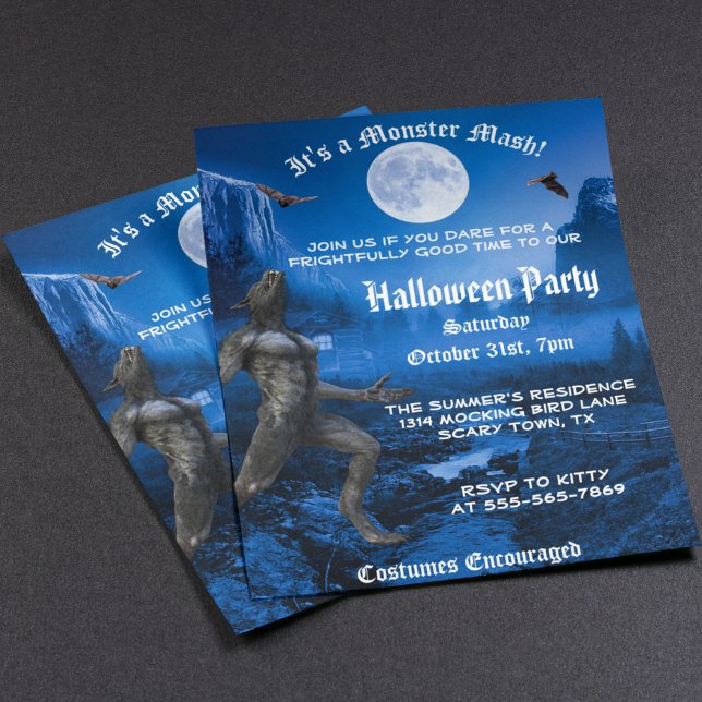 Gothic Monster Mash Werewolf Halloween Party Invit Flyer (Creator Uploaded)