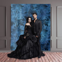 Gothic Moody Damask Black & Blue Vintage Damask