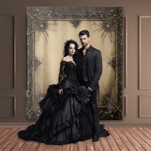 Gothic Moody Dark Black & Old Ivory Vines & Skulls Tapestry (Creator Uploaded)