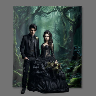 Gothic Moody Dark Forest Steps Tapestry
