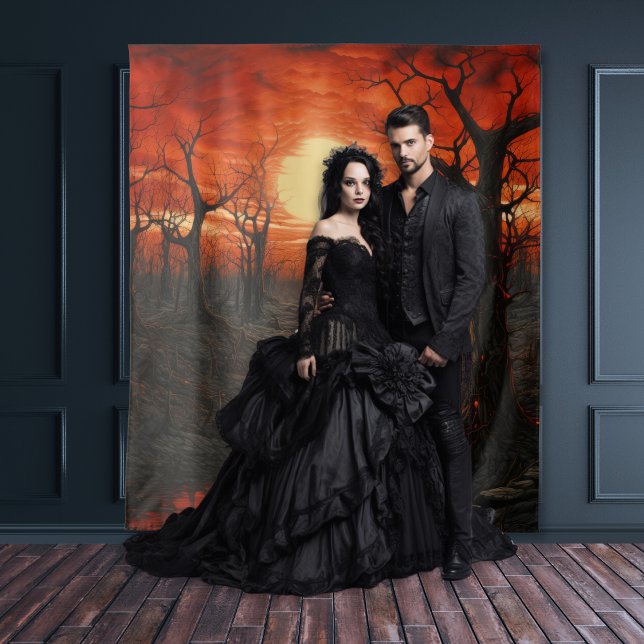 Gothic Moody Dark Red Blood Moon & Spooky Trees Tapestry (Creator Uploaded)