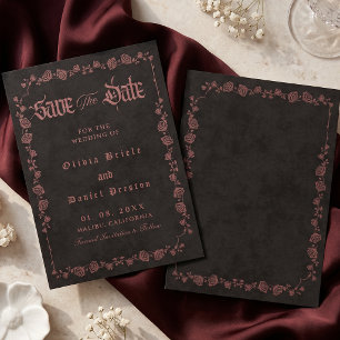 Gothic Moody Dark Rose Old Money Save the Date Invitation