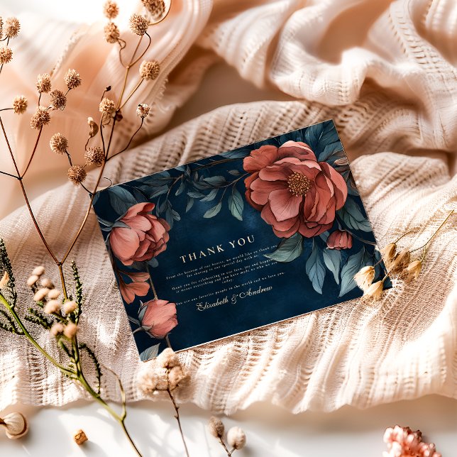 Gothic Moody Floral Wedding Thank You Card (Creator Uploaded)