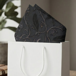 Gothic Moody Onyx Baroque Raven Tissue Paper