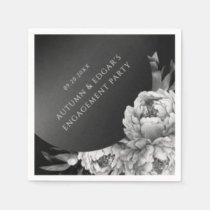Gothic Moody Peonies Wedding Shower Party Napkin